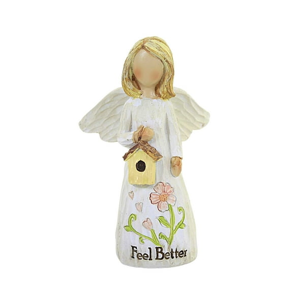 Figurine Little Girl Angel Polyresin Flower Message A3580 Feel