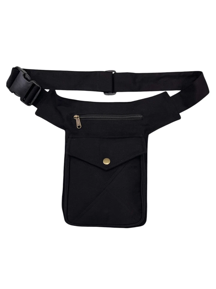 Narayani Crafts Unisex Fanny Pack Utility Waist Bag Cotton Canvas Hip Belt with Pouch Pockets