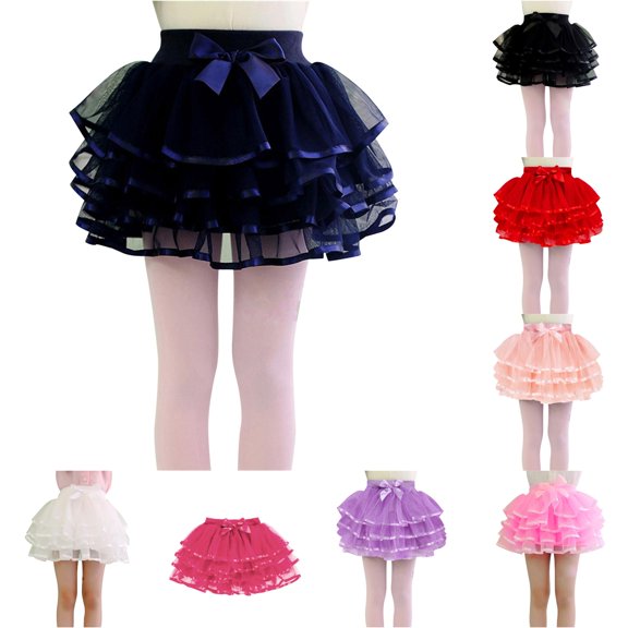 Toddler Kids Solid Tutu Tiered Skirt Party Skirt Layered Skirt for Little Girls 1 10 Years Pleated Plaid School Skirt 12-24 Months