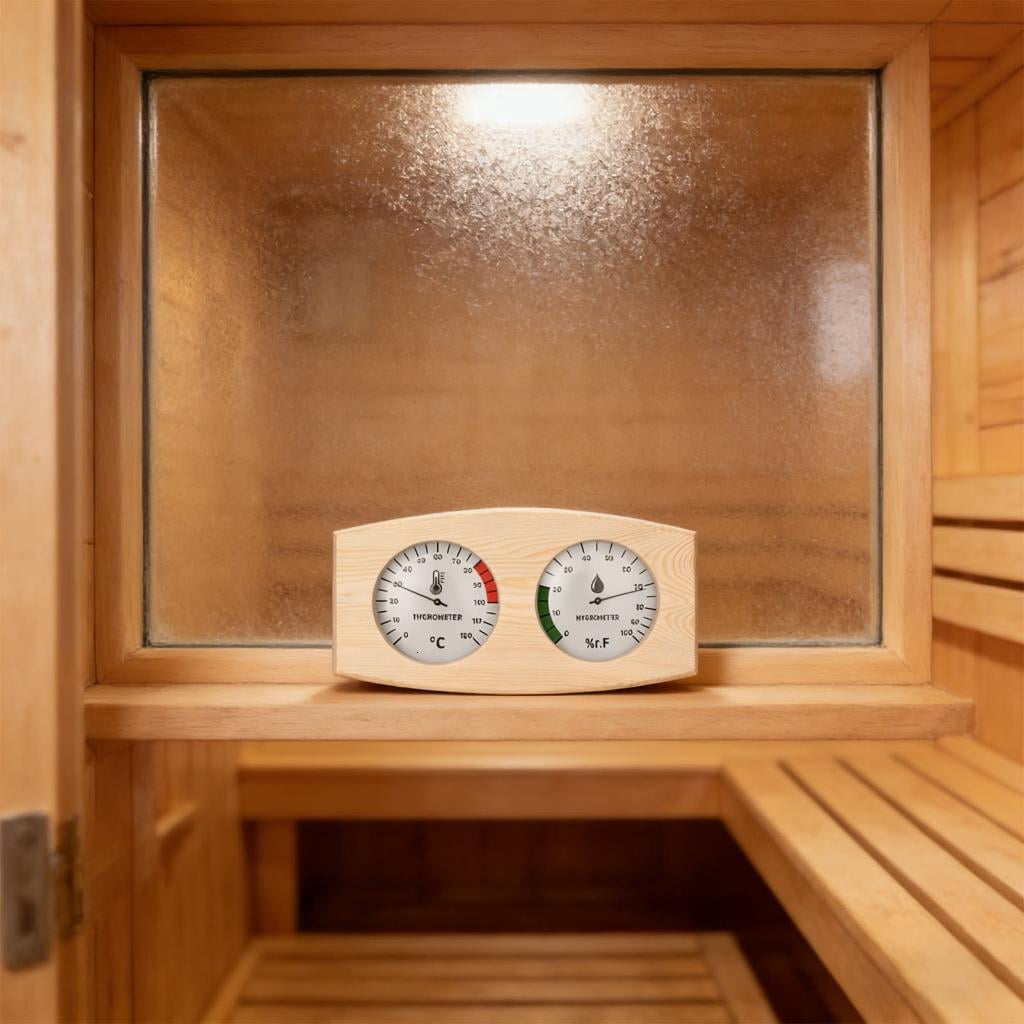 Lerpwige Upgrades Wooden Sauna Thermometers & Hygrometer Pine Glass Metal Accuracy Temperature & Humidity Meter for Room