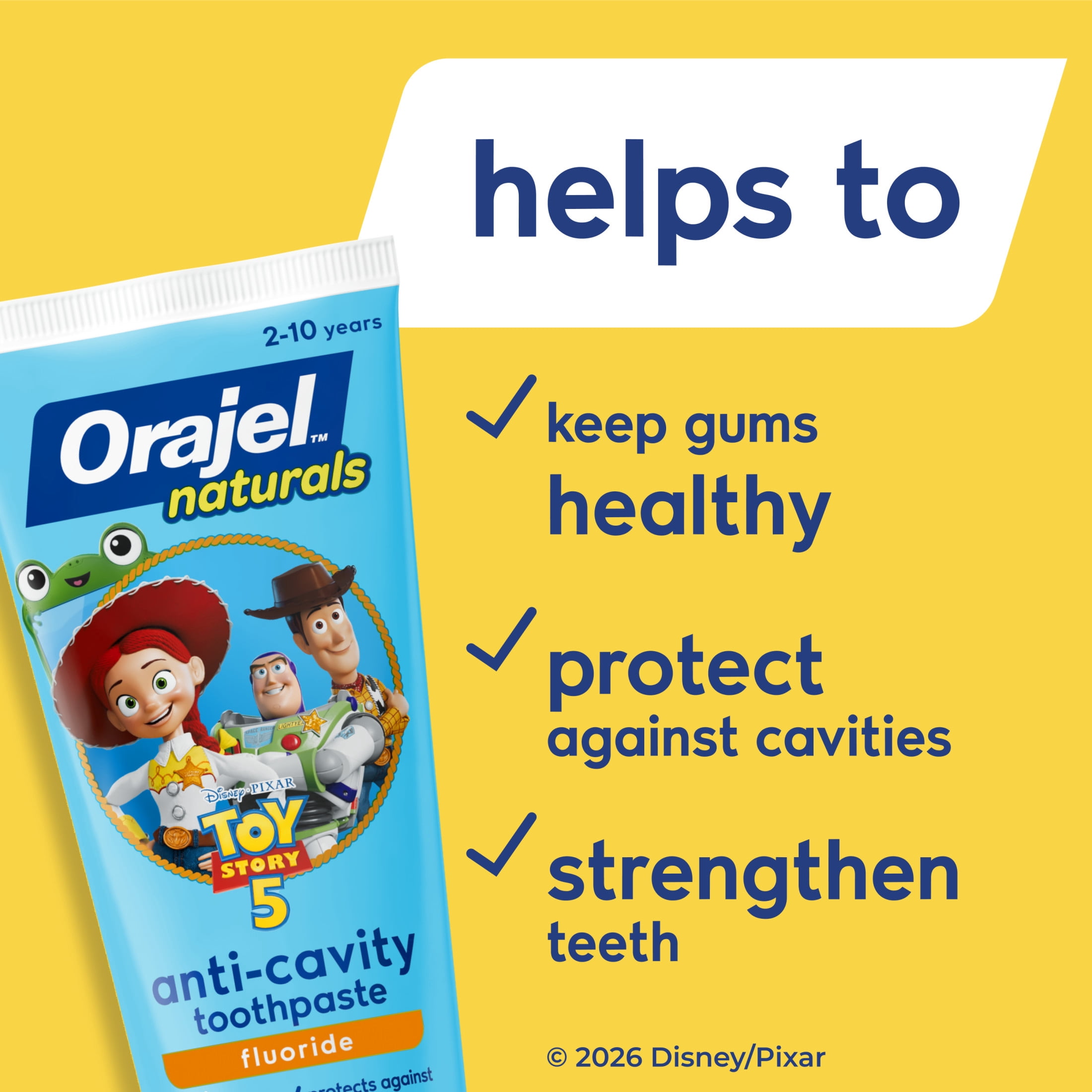 Orajel Naturals Toy Story 5 Anti-Cavity Fluoride Toothpaste, Natural Watermelon Flavor, 5.8 oz