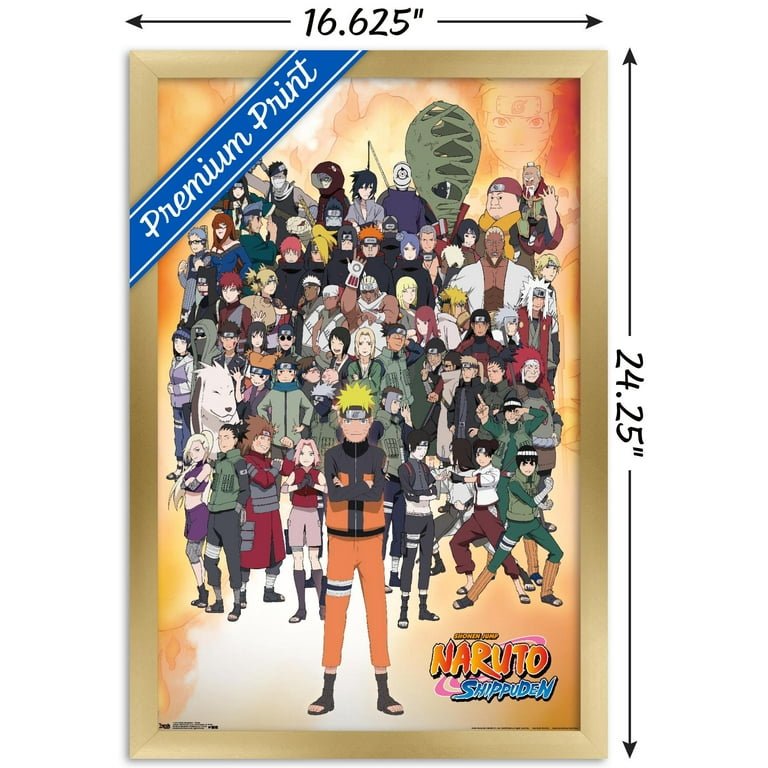 Naruto Shippuden - Group Wall Poster, 14.725 x 22.375, Framed