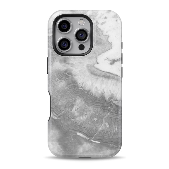 DesignSkinz Scratch-Resistant Hard Slim Case Compatible with iPhone 16 (Compatible with MagSafe) - Gray Agate Marble Slate