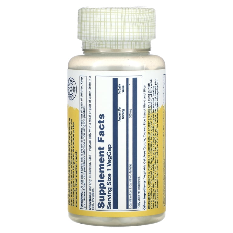 Solaray L-Carnitine 500 MG Capsules, 30 Ct - Walmart.com Solaray L-Carnitine 500 MG Capsules, 30 Ct - Walmart.com