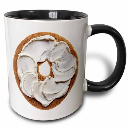 3dRose Bagel With Cream Cheese Isolated On White - Two Tone Black Mug,