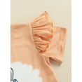 thumbnail image 4 of Aunavey Toddler Baby Girl Easter Outfits Bunny Short Sleeve T-shirt Tops Flared Rabbit Pants Summer Clothes 1-5Y, 4 of 7