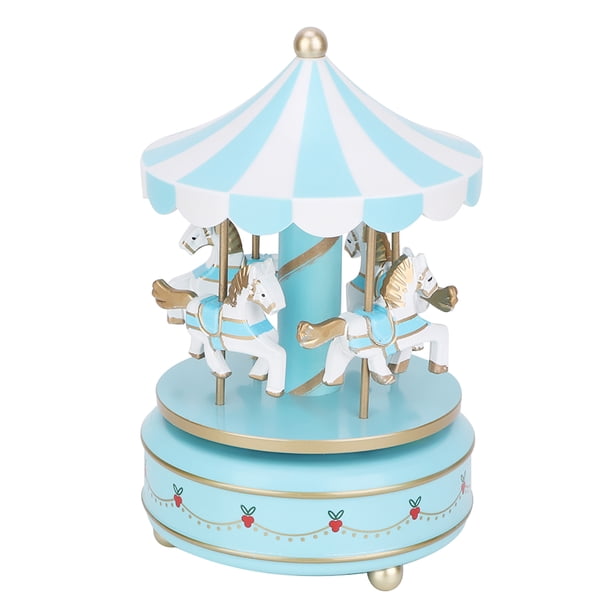 Caja de música de carrusel de Regalo de cumpleaños Jadeshay Azul/Rosa