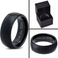 thumbnail image 4 of Tungsten I Love You 3000 Quote Engraved Band Ring 8mm Men Women Comfort Fit Black Dome Polished, 4 of 4