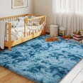 thumbnail image 5 of Javonne Fluffy Area Rug for Bedroom Living Room Washable Plush Rug for Kids Baby Nursery Soft Shag Non Slip Comfy Shaggy Rugs for Dorm Fuzzy Floor Carpet,Tie-dye Peacock Blue 4x6, 5 of 8