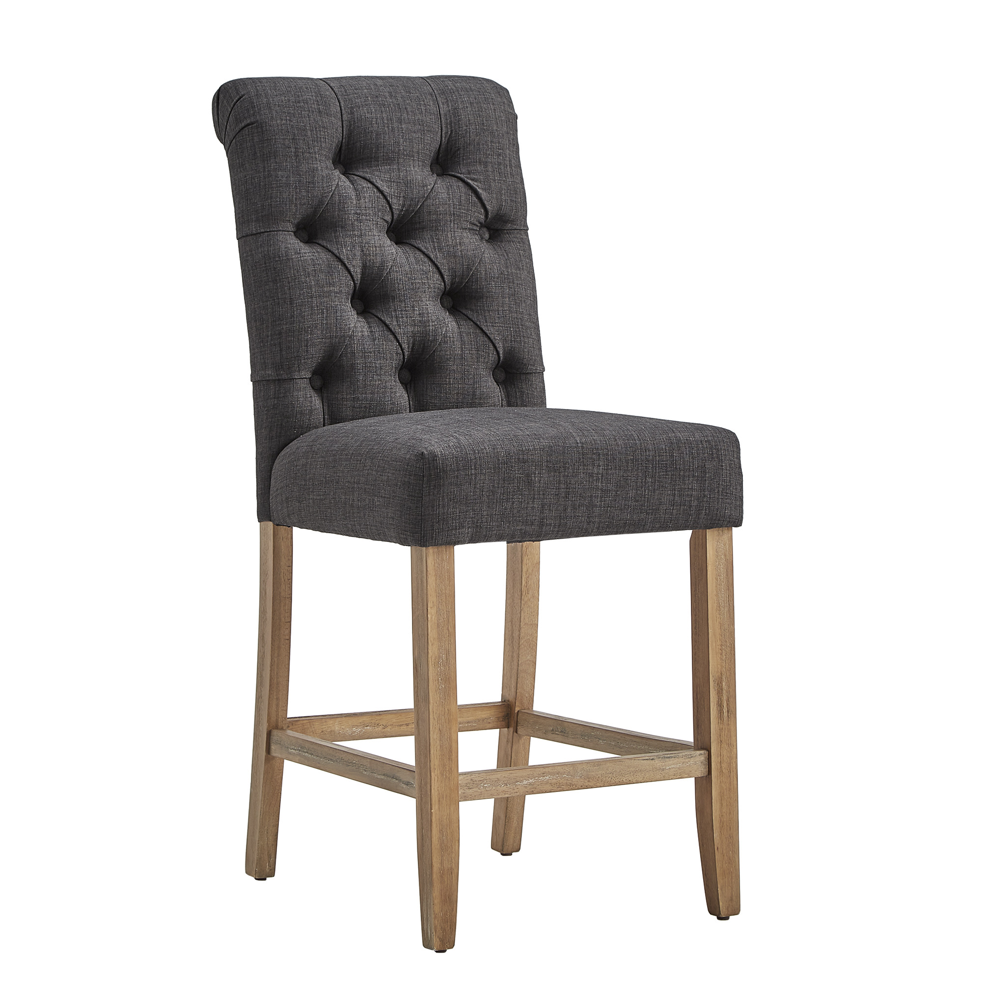 Weston Home Santine Tufted Rolled Back 24" Counter Height Stools, Set of 2, Dark Grey
