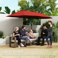 thumbnail image 4 of Outsunny 13' Large Patio Umbrella with Solar Lights, Double-Sided Outdoor Market Umbrella with Crank, 48 LED Lights for Garden, Pool, Yard, Burgundy, 4 of 9