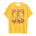 thumbnail image 4 of LUOGENLI T-Shirt pour Filles Enfants Mode Décontractée Imprimé Col Rond Ample Manches Courtes T-Shirt Haut Maxi Hauts Ensembles Filles Tenue 2 Pcs Manches Longues Jaune 3-4 Ans, 4 of 5