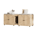 thumbnail image 1 of Double Cat Litter Box Enclosure for 2 Cats, Hidden Litter Furniture Cabinet with Rattan Door, Dual Compartment Storage, Spacious Washroom Table for Living Room, Wood Retro White Oak, 1 of 4
