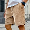 thumbnail image 2 of Lumtrix Mens Corduroy Shorts Casual 5 Inch Elastic Waist Drawstring Summer Beach Sports Loose Fit Shorts With Pocket Khaki 3xl, 2 of 7