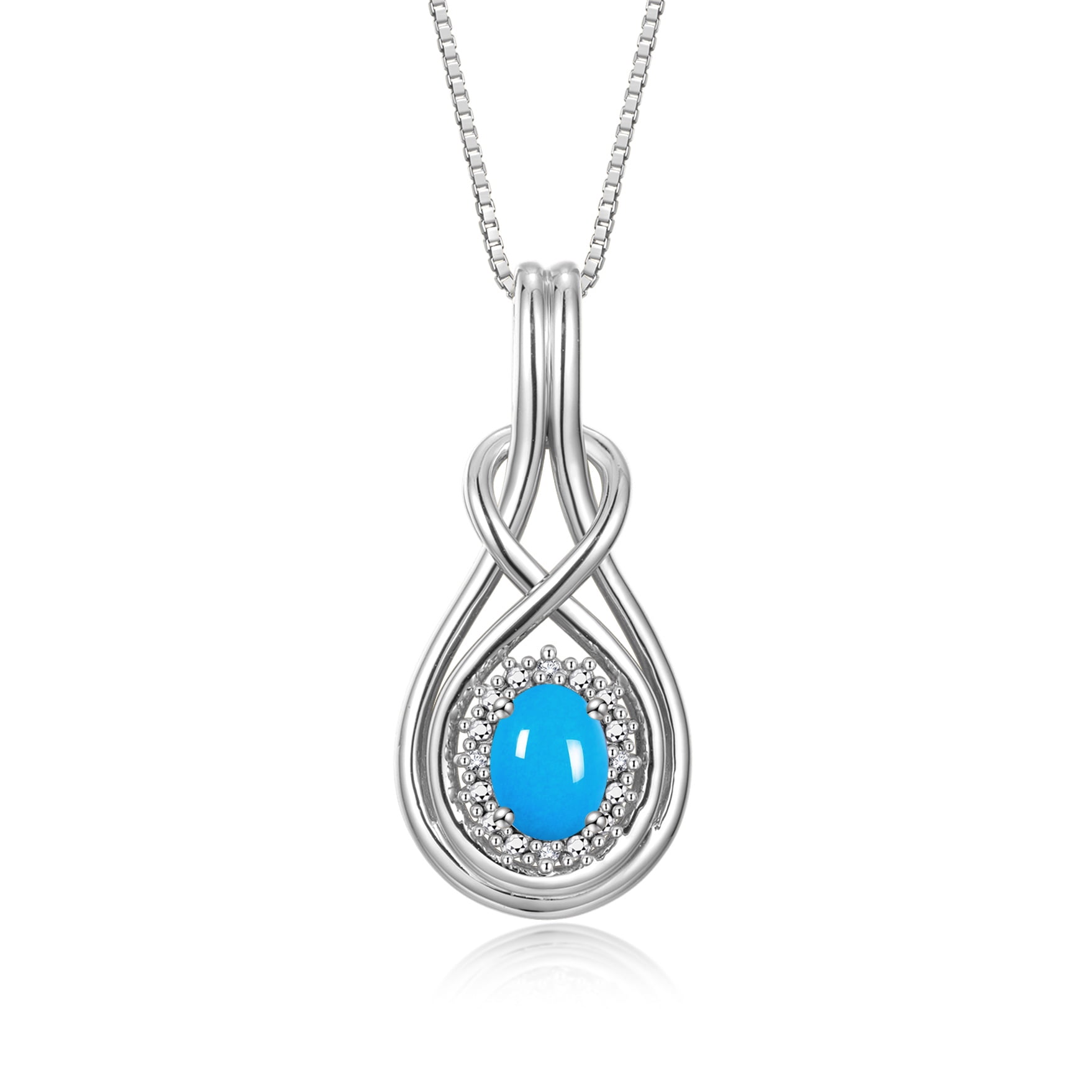RYLOS Sterling Silver Love Knot Jewelry Set – Tennis Bracelet & Pendant Necklace With Birthstone