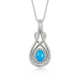 thumbnail image 2 of RYLOS Matching Love Knot Jewelry Set Sterling Silver Ring & Pendant Necklace. Gemstone & Diamonds, 8X6MM & 7X5MM  Turquoise December Birthstone; Size 5, 2 of 6