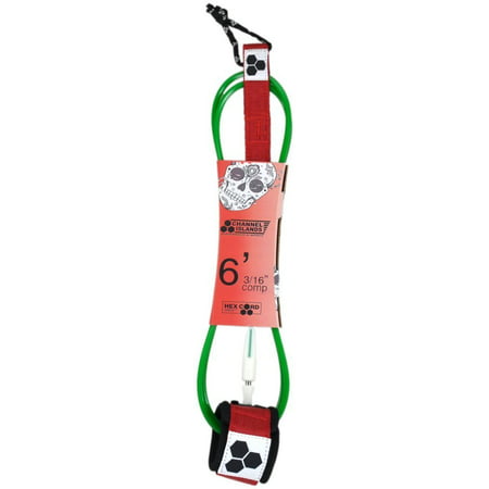 New Channel Islands Surf Bobby Martinez Comp 6Ft Leash Quick-Dry Neoprene Red/White/Green