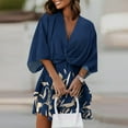thumbnail image 1 of Women‘s Floral Print Mini Dress Pleated V Neck Drawstring Elastic Waist Ruffle Layered Mini Dress, 1 of 6