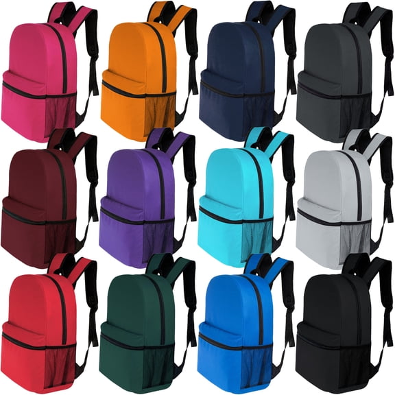 17" Basic Backpack 12 Assorted Colors - Case of 24
