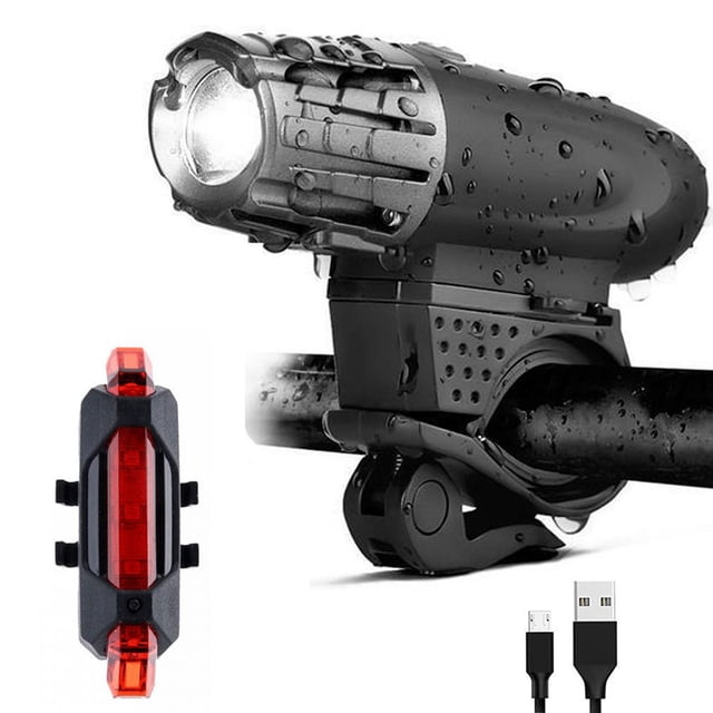 Yeacher Multifunctional USB Bicycle Rechargeable LEDs Light Kit Bike Lamp Front & Tail Light Set