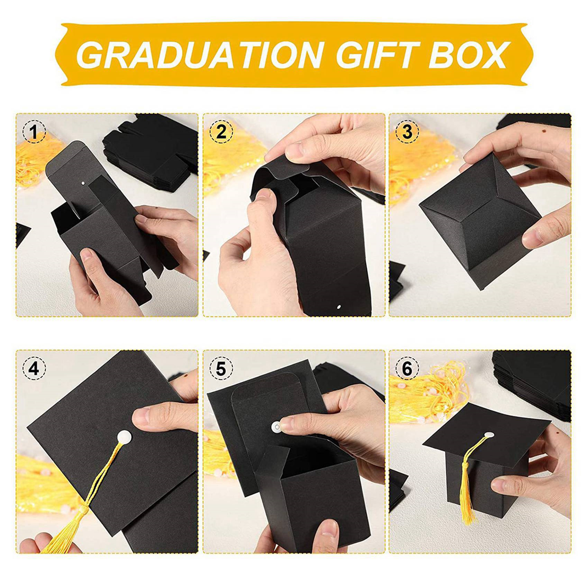 Graduation Decorations 150PCS Graduation Candy Box DIY Grad Cap Box for Graduation Gift Graduation Favors Decor