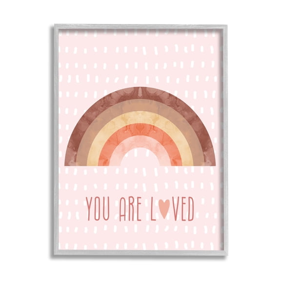 Stupell Industries You Are Loved Patterned Landscape Painting Gray Framed Art Print Wall Art, 16 x 20