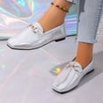 thumbnail image 4 of Abomasnow Womens Glitter PU Metal Horsebit Decor Slip‑On Square Toe Flat Loafer Shoes for Wedding Party, 4 of 9