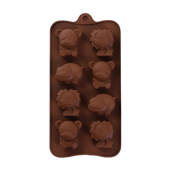 Cute Jungle Animal Shaped Silicone Ice Cube Trays Chocolate Molds with Bear Lion Hippo Design Candy Molds Baking Tools for Summer Drinks Party and Baking Enthusiasts