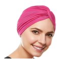 thumbnail image 1 of Beemo Womens Swim Cap Bathing Turban-Polyester Twisted Pleated Turban Head Cover - Hot Pink, 1 of 1