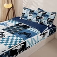 thumbnail image 3 of Erosebridal Retro Dirt Bike Silhouette Zipper Queen Comforter Set with Fitted Sheet and 2 Pillowcases,Classic Checkered Print Zipper Bedding Set,Navy Blue White,Navy Blue Reversible, 3 of 6