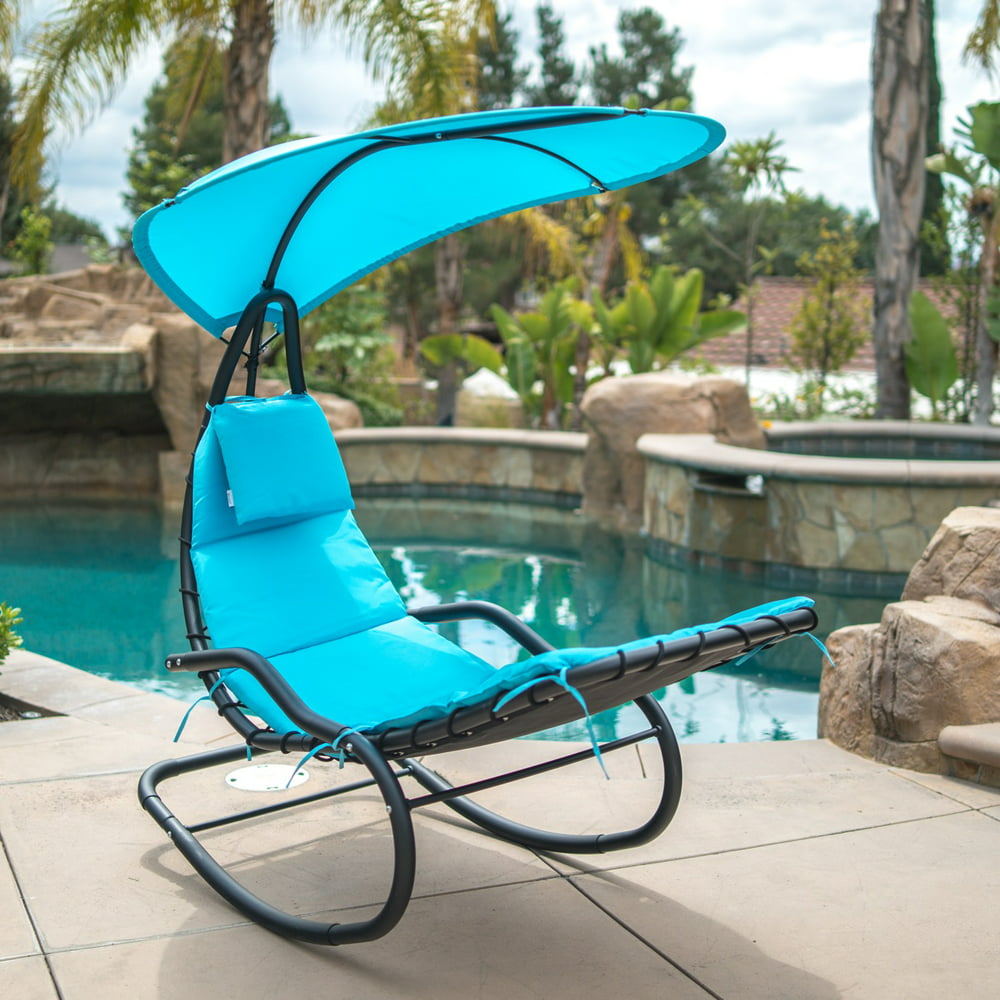 BELLEZE Hanging Rocking Sunshade Canopy Chair Chaise