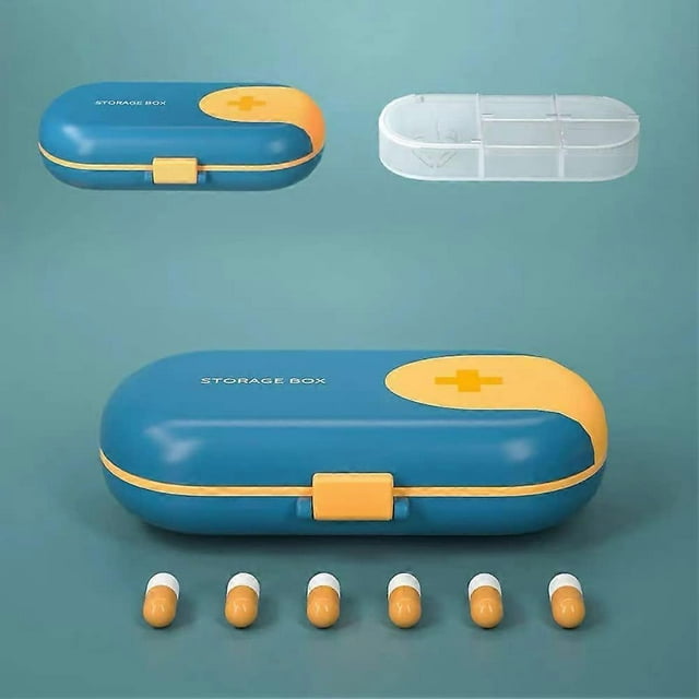 Pastillero de plástico portátil, pequeño, con 4 compartimentos y tapa, resistente al agua.