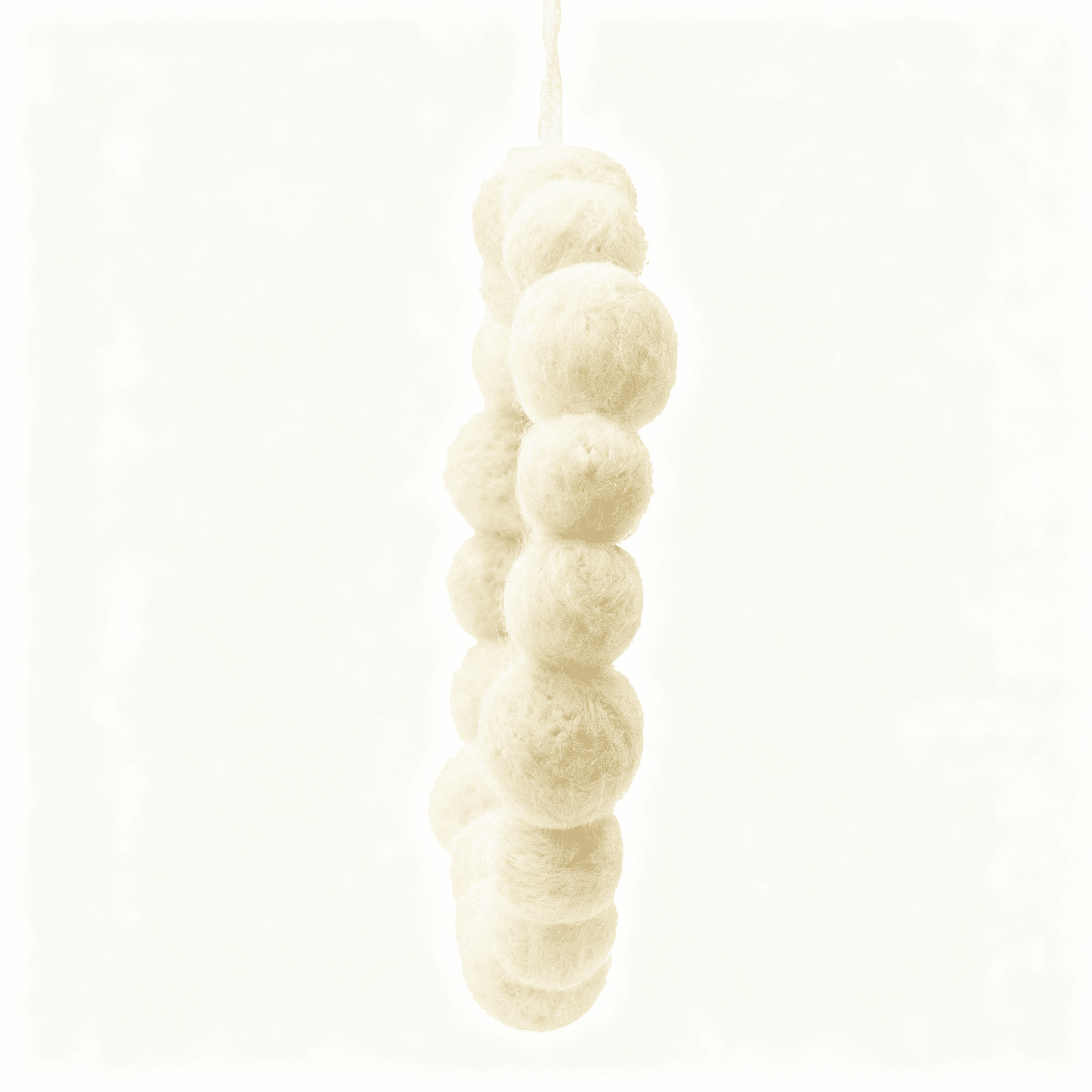 Wintery White Boiled Wool Wreath with Hanger 6.7 Inch Festive Christmas Tree Branch Accent Decor