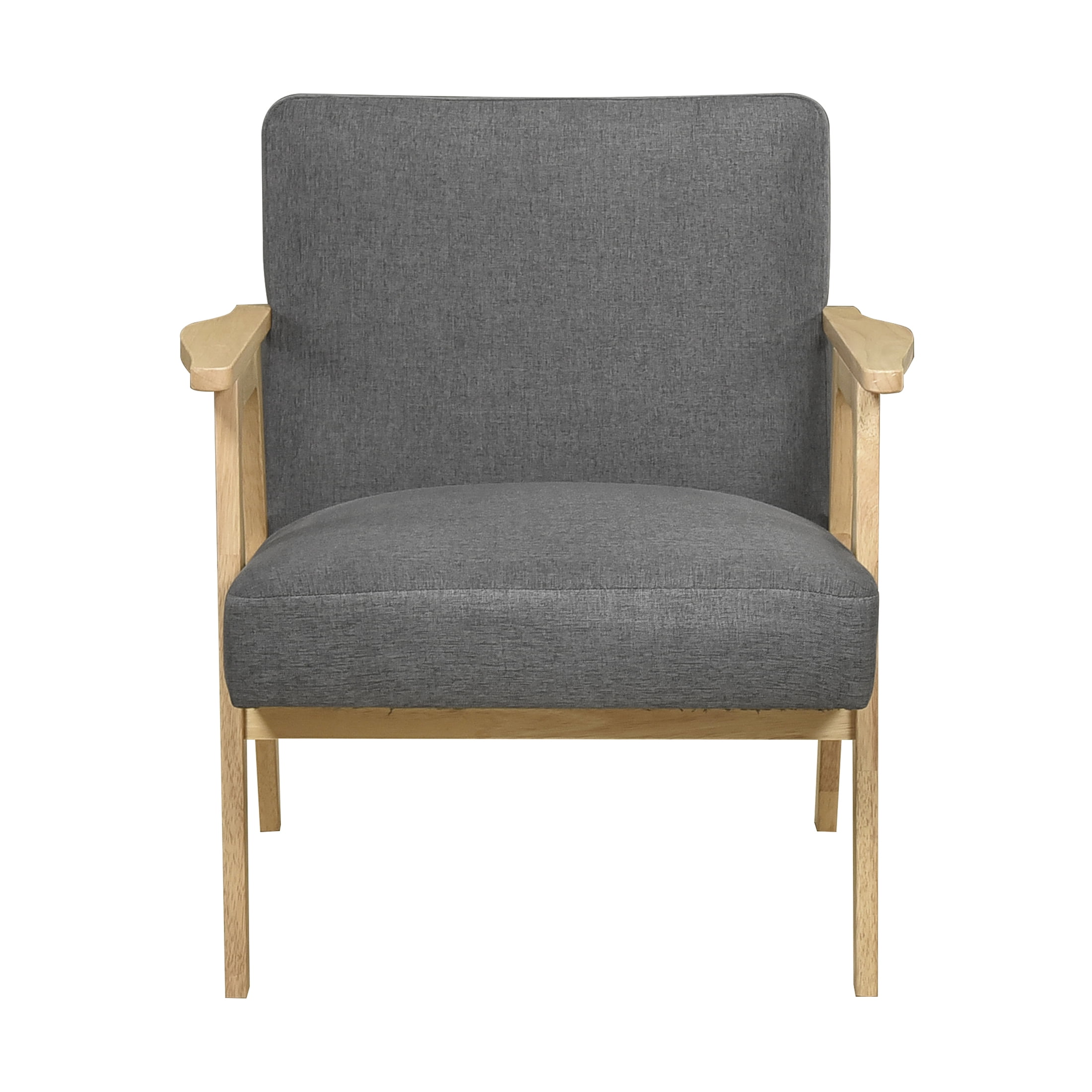 OakvillePark Harrowveil Textured Fabric Accent Chair, Dark Gray/Natural Wood