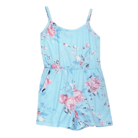 

TAIAOJING Kids Kid Girls Playsuit Mother And Daughter New Floral Print Suspender Waist Jumpsuit Playsuits Family