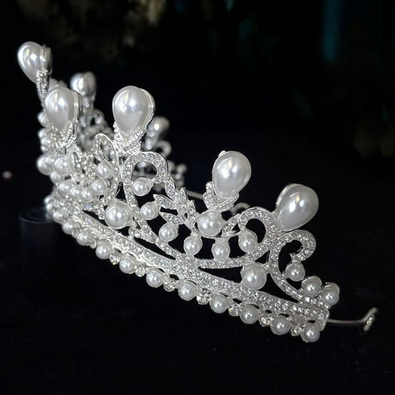 KAKOWELY Bridal Tiara with Zinc Alloy and Imitation Pearls for Bridal Occasions Queen Crowns 1Pcs