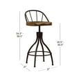 thumbnail image 3 of Hillsdale Furniture Worland Metal Adjustable Height Swivel Stool with Back, Brown Metal with Walnut Finished Wood, 3 of 19