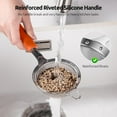 thumbnail image 5 of U-Taste Small Fine Mesh Strainer: 18/8 Stainless Steel 3.35in 30 Mesh Kitchen Food Sieve with Sturdy Riveted Silicone Handle, Heavy Duty Deep Handheld Metal Colander for Tea, Juice (Orange), 5 of 10
