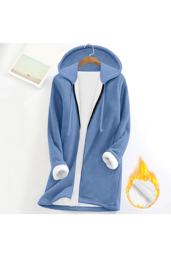 Womens Jacket with Pockets Hooded Outerwear Sherpa Sweaters Casual Thick Coat for Women
