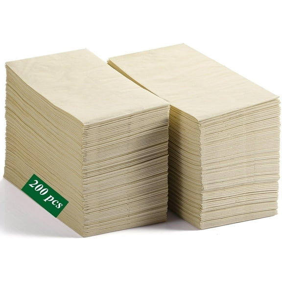 LEKOCH 200 Pcs Eco Unbleached Napkins clearance sale Disposable Bathroom Hand Towels 100% Compostable Brown Napkins 2 Ply Tissue Wedding Dinner Napkins 16'*16’