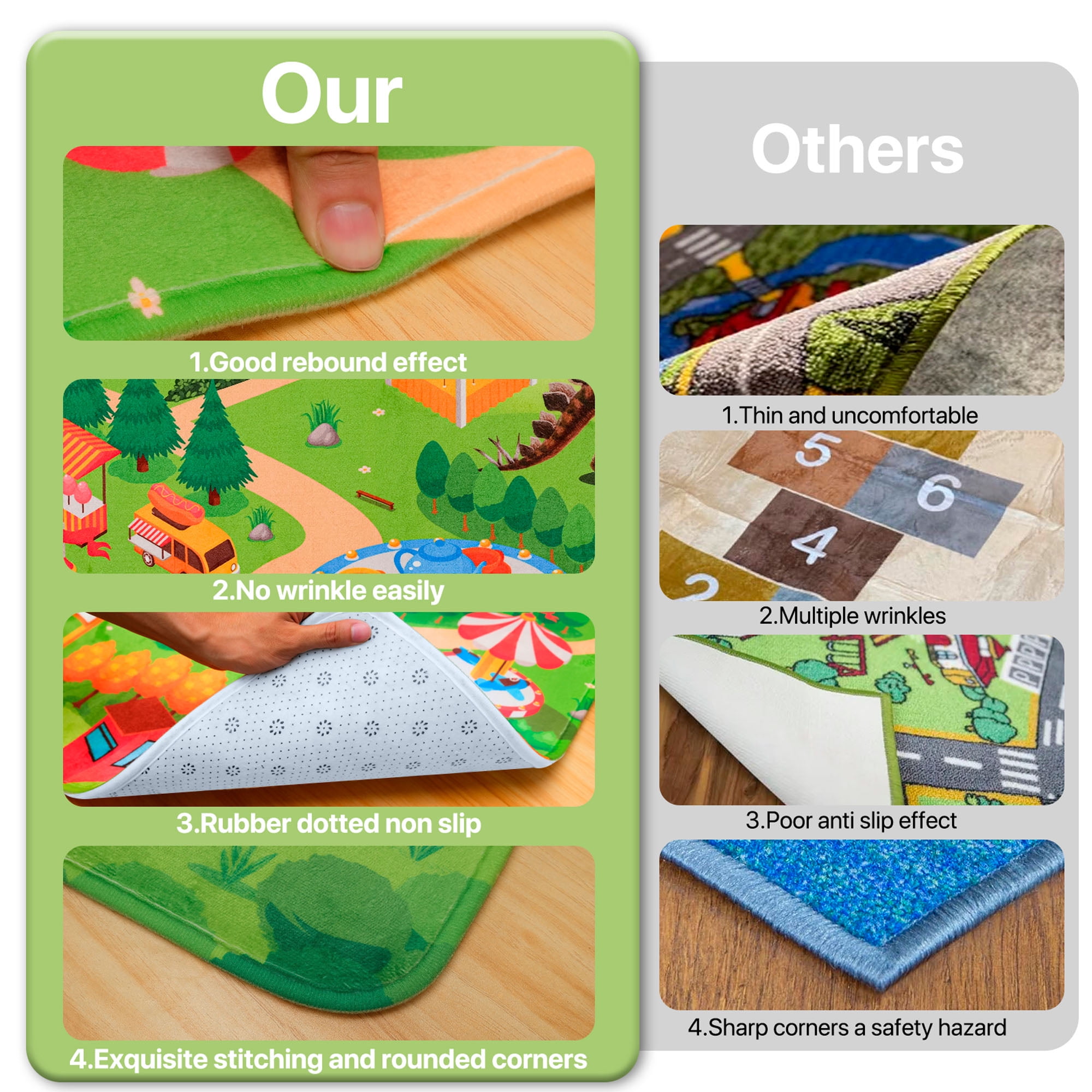 Nefoso Kids Play Rug, Kids Play Mat Dinosaur Land 3ft x 5ft Area Rug for Indoor, Age Group 3+