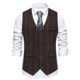 thumbnail image 2 of Dpytoraw Men's Autumn Retro Single Fashion Striped Suit Vest, 2 of 5