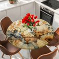 thumbnail image 2 of Round Table Cover 36-44 Inch Thanksgiving Fall Waterproof Reusable Table Cloth Round Fitted Vinyl Tablecloth with Elastic Edged for Parties Outdoors, Blue Green Pumpkin Sunflowers Maple Leaf, 2 of 9