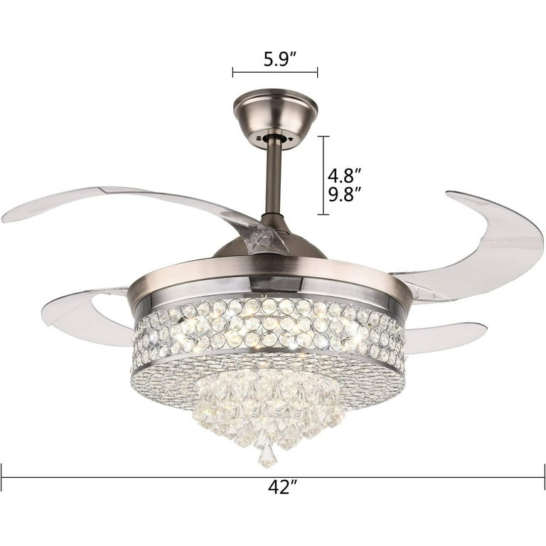 OUKANING Crystal Ceiling Fan Lights 42
