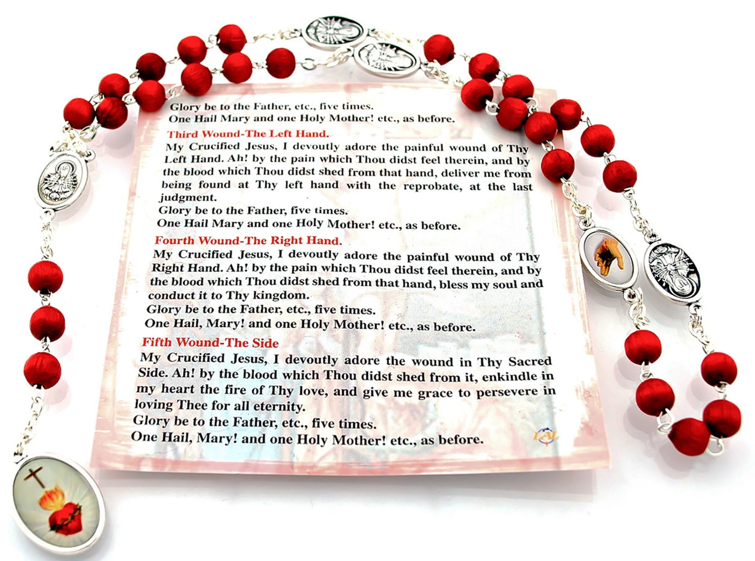 Traditional Chaplet of the Five Wounds with Red Wood Beads - Walmart.com