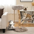 thumbnail image 4 of Gymax Solid Wood Cat Tower Modern Cat Scratching Tree w/Luxurious Perch Teasing Rope, 4 of 9