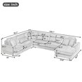 thumbnail image 3 of 129" Oversized Sectional Couch, U-shaped Sofa with Chaise Lounge,5 Seater Modern Upholstered Sofa with Curved Armrests, Modular Deep Seat Sofa for  Living Room, Beige, 3 of 10