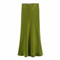 thumbnail image 2 of Aloohaidyvio Pleated Skirts for Women Plus Size,Womens Solid Color Sexy Half-body Skirt, Summer Ice Silk High Waist Hip Long Skirt, 2 of 6