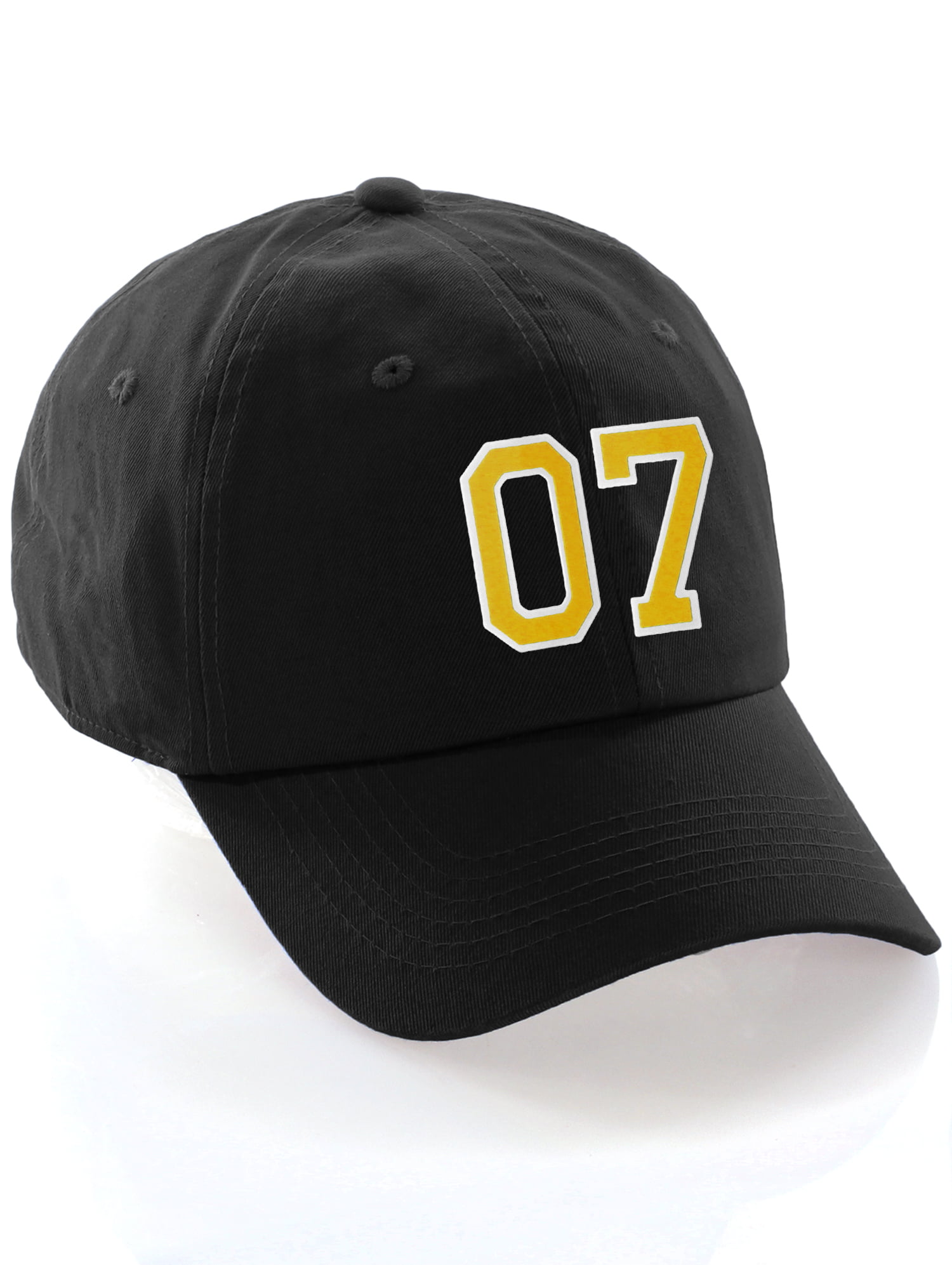 Verrijking luchthaven Landelijk Customized Number Hat 00 to 99 Team Colors Baseball Cap, Black Hat White  Gold Number 04 - Walmart.com