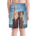 thumbnail image 3 of Cauagu Elephant And A Giraffe Sitting On A Rock Admiring The Ocean Print Swim Trunks for Men,Youth Boys Swim Shorts Compression Liner Beach Shorts Boys' Swimming Shorts 7-20 Years Bathing Suit-Medium, 3 of 7